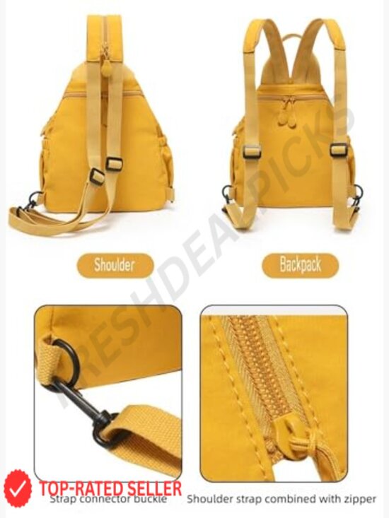 Convertible Sling Backpack for Women, Water-Resistant Lightweight Nylon Travel main image 4